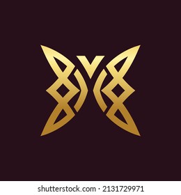 Illustration Vector Graphic of Luxury Butterfly Abstract with monogram design style.