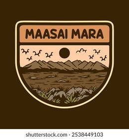 Illustration vector graphic of MAASAI MARA NATIONAL PARK BADGE LOGO DESIGN VECTOR ILLUSTRATION for apparel design merchandise, such as logos on product packaging