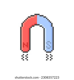 Gráfico vectorial de ilustración de imán en estilo de arte de píxeles