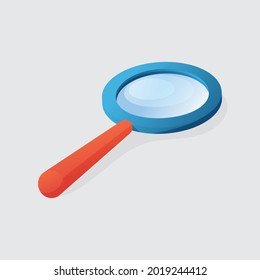 Illustration vector graphic of magnifying glass with blue plastic case flat design isolated on white background.