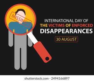 illustration vector graphic of The magnifying glass clarifies the image of the missing person, perfect for international day, the victim of enforced, disappearances, celebrate, greeting card, etc.