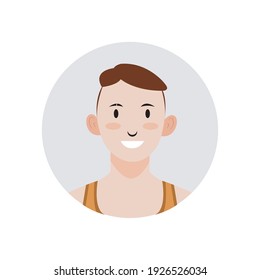 Illustration vector graphic of male avatar icon wearing a short brown hair swimsuit. perfect for profile photos, branding etc.