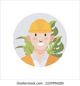 Illustration vector graphic of male avatar icon construction foreman profession. perfect for profiles, photos, branding, illustrations, advertisements, etc