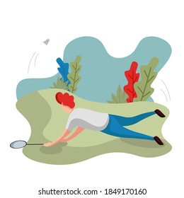 Illustration vector graphic of the male playing badminton