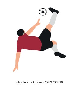 Illustration vector graphic of a man bicycle kicking the ball. Perfect for website, presentation, or anything about football.