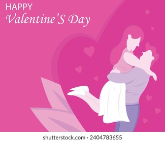 illustration vector graphic of a man carries and hugs his lover, perfect for international day, valentines day, celebrate, greeting card, etc.