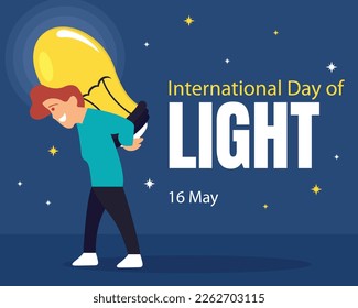 illustration vector graphic of a man is carrying a shining lamp, perfect for international day, perfect for international day, international day of light, celebrate, greeting card, etc.