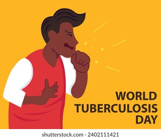 illustration vector graphic of a man is coughing and holding his chest. perfect for international day, world tuberculosis day, celerbate, greeting card, etc.