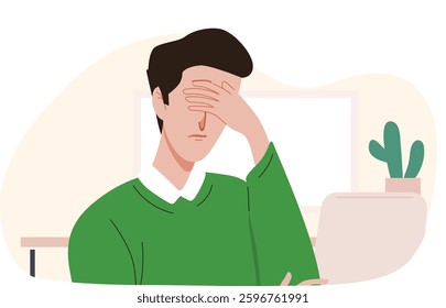 Illustration vector graphic man feeling disappointed about his failure