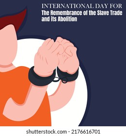illustration vector graphic of a man handcuffed in chains, perfect for international day, celebrate, greeting card, etc.