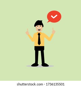 Illustration vector graphic of man have an approve assignment. Fit for business man expression or job character.