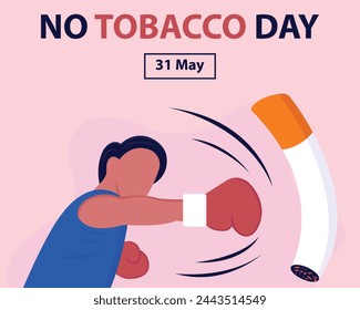 ilustración vectorial gráfico del hombre está golpeando un cigarrillo, perfecto para el día internacional, no día del tabaco, celebrar, tarjeta de felicitación, etc.