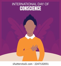 illustration vector graphic of a man holding his chest, perfect for international day, international day of conscience, celebrate, greeting card, etc.