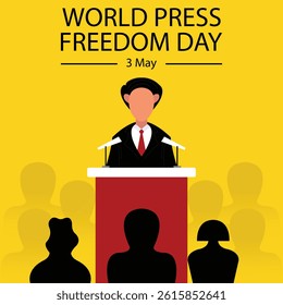illustration vector graphic of a man holds a press conference, perfect for international day, world press freedom day, celebrate, greeting card, etc.