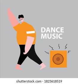 Gráfico vectorial de ilustración de 
un hombre corrió a una canción musical. perfecto para aplicaciones musicales, afiches musicales, etc.