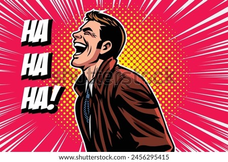 Illustration vector graphic of man laugh in pop art style