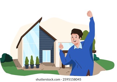 Illustration vector Graphic of man with new home best for properties
