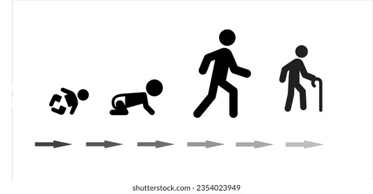 Illustration vector graphic of  man, people, baby, young, old, human, person, proces, icon