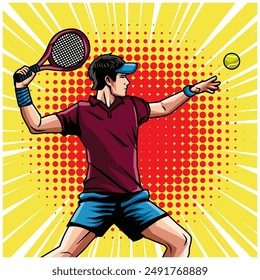 Ilustración Vector gráfico de un hombre está jugando al tenis