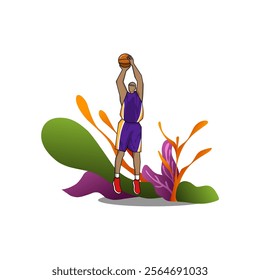 Illustration vector graphic of 
a man plays basketball icons