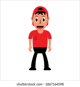 Illustration vector graphic of man in a red hat and shirt