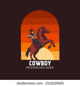 illustration vector graphic of man ridding horse,wild west,suitable for background,banner,poster.