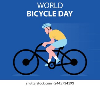 illustration vector graphic of a man rides a bicycle fast, perfect for international day, world bicycle day, celebrate, greeting card, etc.