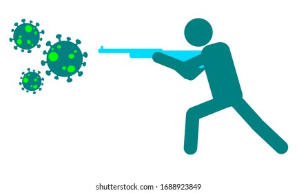 illustration vector graphic of man shooting virus, perfect for health service advertisements