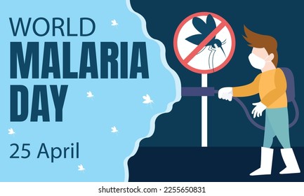 illustration vector graphic of a man is spraying malaria mosquitoes, perfect for international day, world malaria day, celebrate, greeting card, etc.