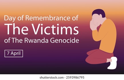 illustration vector graphic of a man squatting pensively, perfect for international day, remembrance, the victims, the rwanda genocide, celebrate, greeting card, etc.