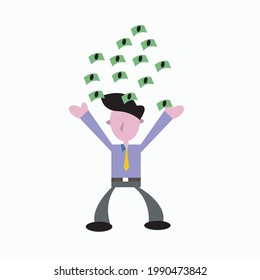 illustration vector graphic of man that success and have a lot of money