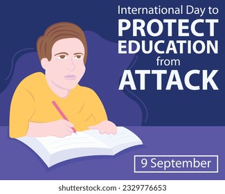 ilustración vector gráfico de un hombre está escribiendo un libro sobre la mesa, perfecto para el día internacional, proteger la educación de ataques, celebrar, tarjetas de felicitación, etc.
