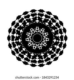 gráfico vectorial de ilustración de mandala con forma circular, rectangular y cuadrada