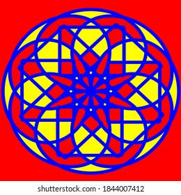 ilustración vectorial gráfico de mandala con forma circular, rectangular y cuadrada
