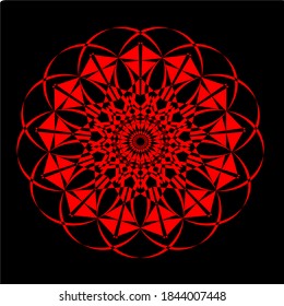 ilustración vectorial gráfico de mandala con forma circular, rectangular y cuadrada