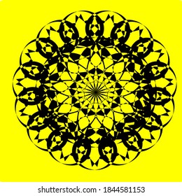 ilustración vectorial gráfico de mandala con forma circular, rectangular y cuadrada