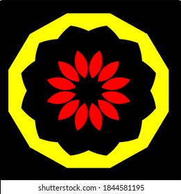 Vektorgrafik der Mandala mit Kreis, rechteckiger und quadratischer Form