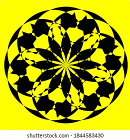 ilustración vectorial gráfico de mandala con forma circular, rectangular y cuadrada