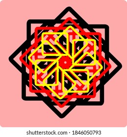 illustration vector graphic of mandala with circle, rectangular and square shape
