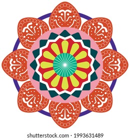 illustration vector graphic of mandala design simple and colorful. suitable for digital printing media for ceramics, tattoos, carpets, stickers, etc.