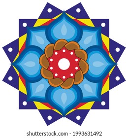 illustration vector graphic of mandala design simple and colorful. suitable for digital printing media for ceramics, tattoos, carpets, stickers, etc.