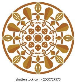 Illustration vector graphic of mandala design with brown and simple ornaments. Suitable for batik, tattoos, carpets, stickers, digital printing, etc. 