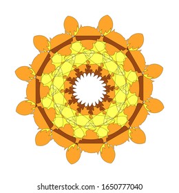 
ilustración vectorial de decoración floral Mandala, adorno redondo a mano, elemento de diseño aislado sobre fondo blanco.  para el logotipo, icono o símbolo, etc