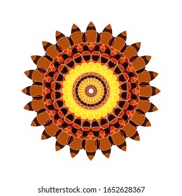 illustration vector graphic of Mandala flower decoration, hand drawn round ornament, isolated design element on a white background. fit for logo, icon or symbol, etc