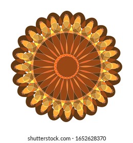 ilustración vectorial de decoración floral Mandala, adorno redondo a mano, elemento de diseño aislado sobre fondo blanco.  para el logotipo, icono o símbolo, etc