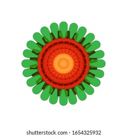 ilustración vectorial de decoración floral Mandala, adorno redondo a mano, elemento de diseño aislado sobre fondo blanco.  para el logotipo, icono o símbolo, etc
