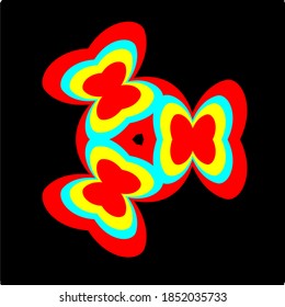 illustration vector graphic of mandala flower with red, blue, yellow color and black background