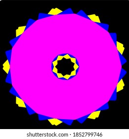 ilustración vectorial gráfico de la flor mandala con forma cuadrada, rectangular, amarilla, azul, púrpura, verde y circular