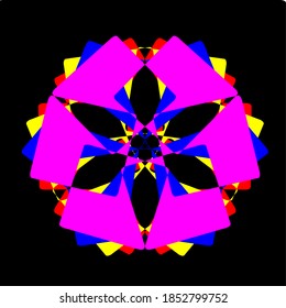 illustration vector graphic of mandala flower with yellow, red, blue, purple, green color and circle, rectangular, square shape