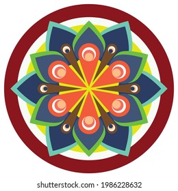 illustration vector graphic of mandala full color. suitable for suitable for ceramic designs, tattoos, wallpapers, and digital printing applications